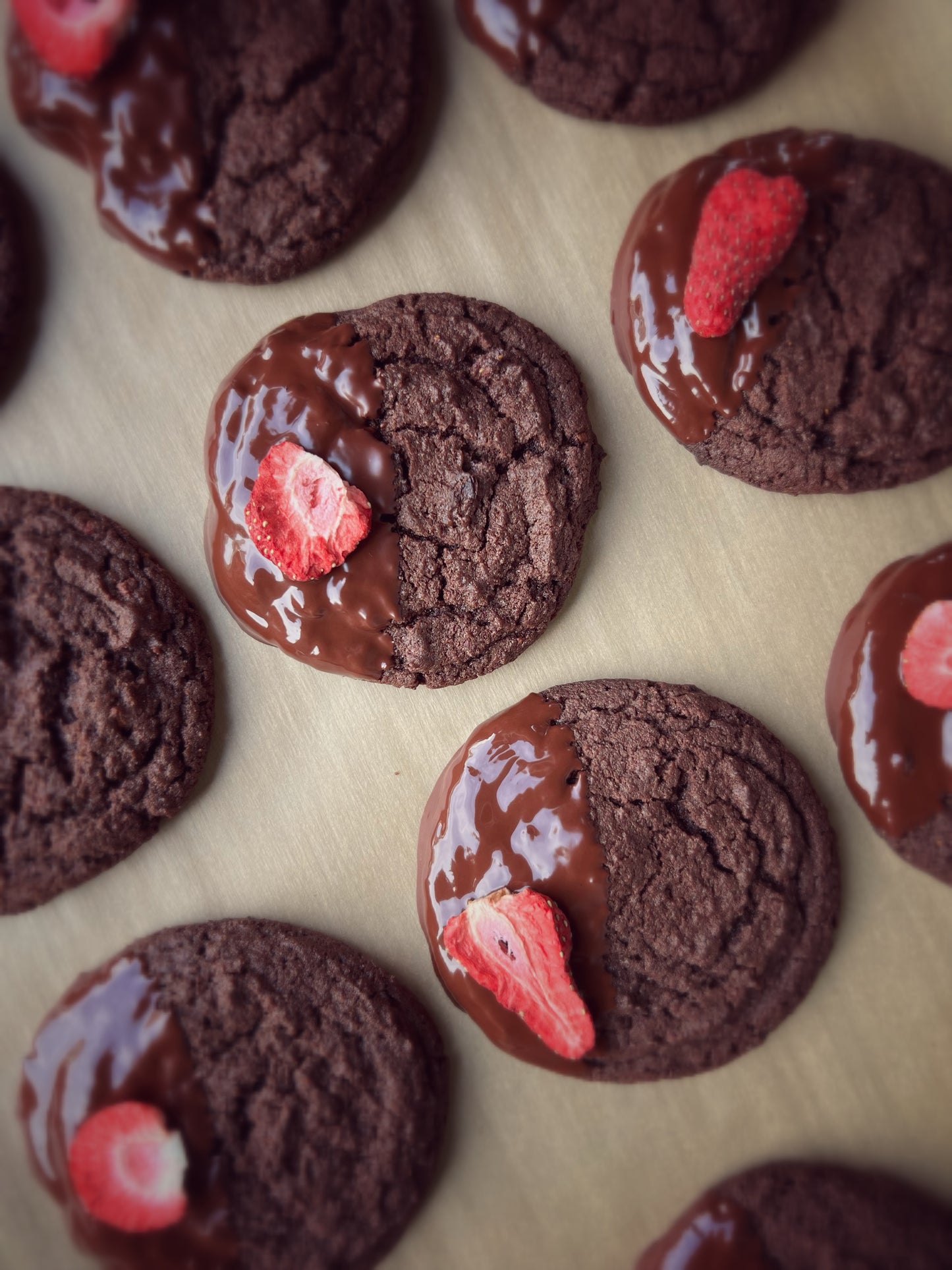 Big "Chocolate Covered Strawberry" Cookies